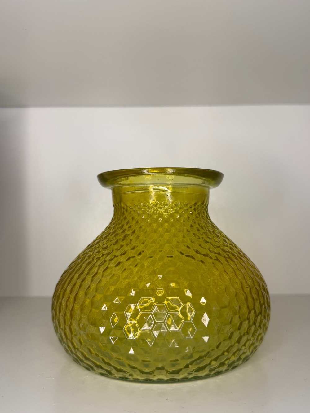 Vintage Textured Yellow Glass Vase - Decorative Home Accent